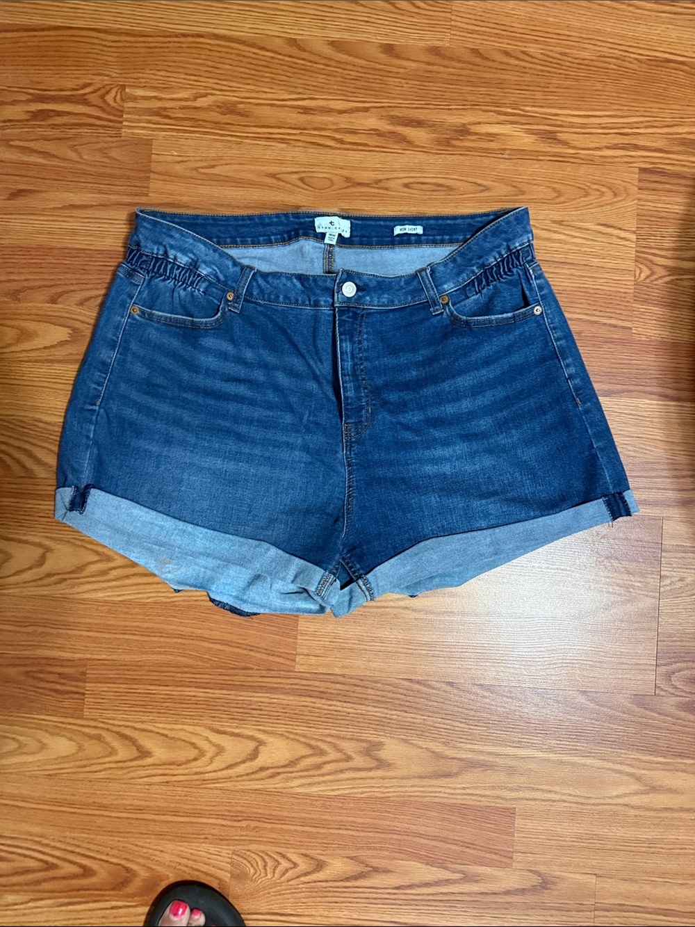 True Craft Dark Blue Roll-Cuff Denim Shorts